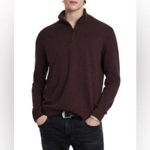 John Varvatos Men's Grand Birdseye Half Zip Sweater